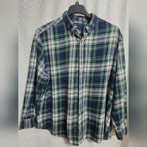 Men's Saddlebred Big Plaid Flannel Button Down Shirt-Blue/Green Size 2X